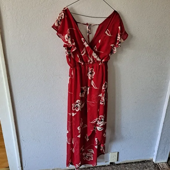 Maurices Red Floral Maxi Dress Size Small - Picture 5 of 8